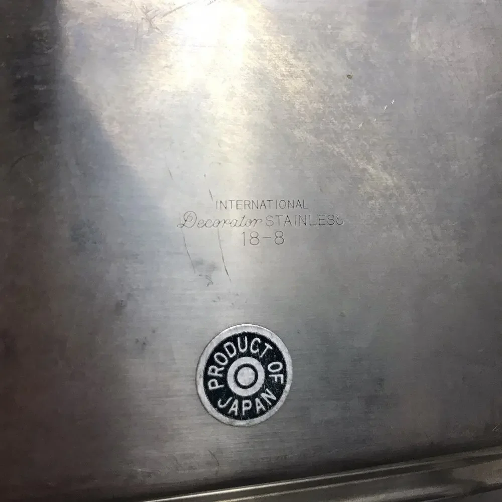 Stainless Steel Tray Japanese Decorator Two Compartment with Floral Handles